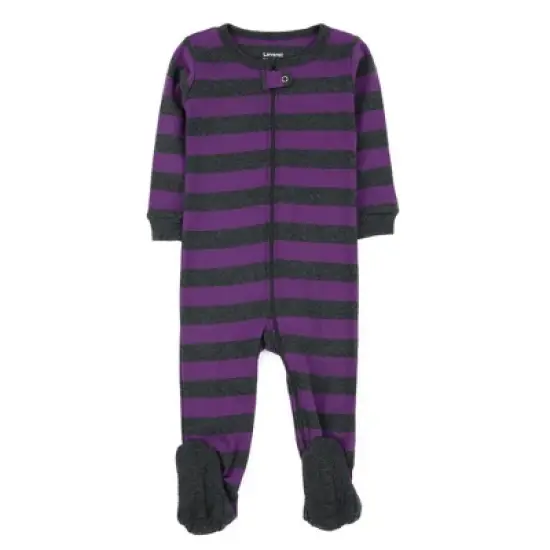 Leveret Kids Footed Girls Striped Cotton Pajamas image {11}