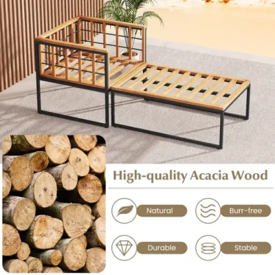 Tangkula 4PCS Outdoor Chaise Lounge Chair Acacia Wood Heavy Duty 1200 lbs Weight Capacity image {6}