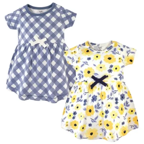 Touched by Nature Baby and Toddler Girl Organic Cotton Short-Sleeve Dresses 2pk, Yellow Garden image {3}