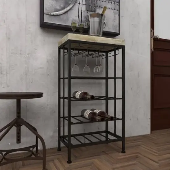 Industrial Metal Rectangle Wine Rack Black - Olivia & May image {18}