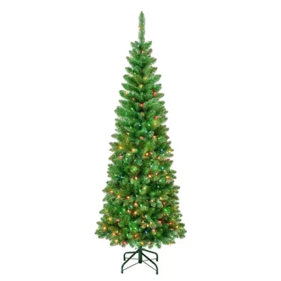 National Tree Company First Traditions Pre-Lit Pencil Rowan Hinged Artificial Christmas Tree Multicolor Lights image {4}