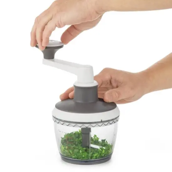 PL8 High Speed Mini Chopper: Manual Vegetable & Veggie Chopper, Dishwasher-Safe, Clear/Gray/White, 1 Blade image {4}
