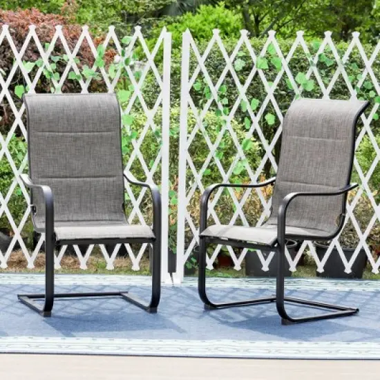 7pc Patio Set with Steel Table with 1.57" Umbrella Hole & Padded Sling C-Spring Arm Chairs - Captiva Designs image {10}