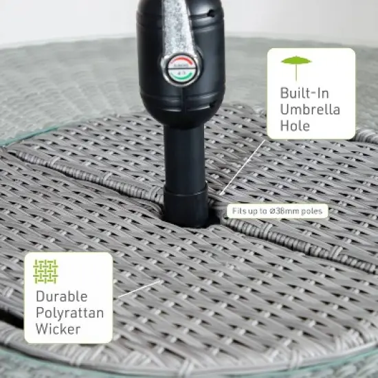 Greemotion 46" Cyprus Round Outdoor Bar Height Table with Glass Top & Ice Bucket Insert Gray: Aluminum Frame, UV-Resistant image {3}