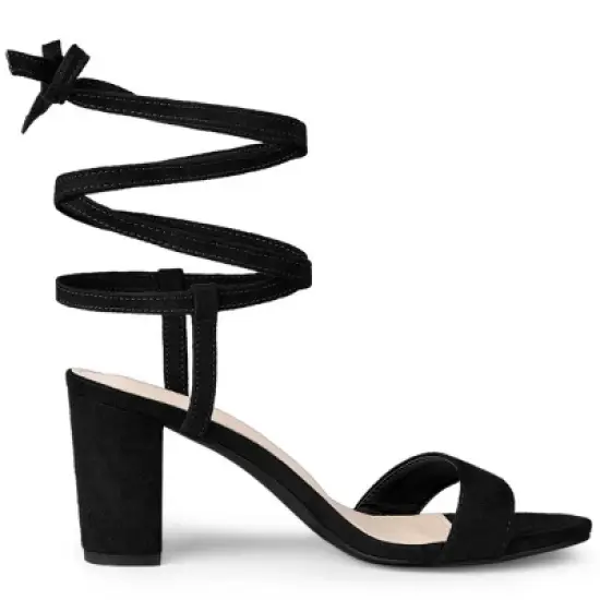 Allegra K Women's Lace Up Chunky Heels Sandals image {6}