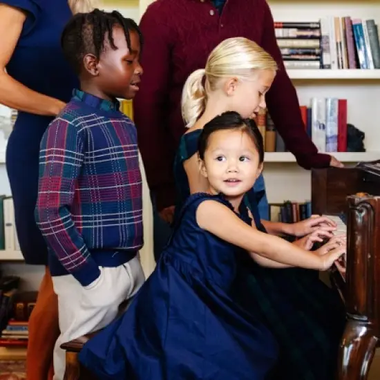 Hope & Henry Girls' Sleeveless Pleated Collar Sateen Party Dress, Toddler image {6}