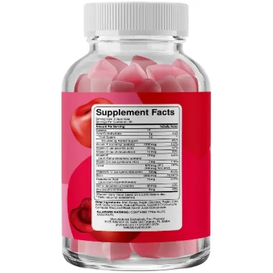 Biotin Gummies for Hair & Nail Growth, Supports Healthy Hair, Youthful Skin & Stronger Nails, 5000mcg per Serving, Phytoral, 60ct image {1}