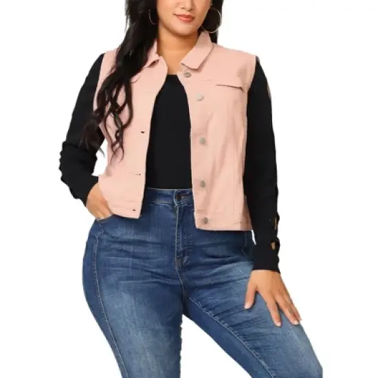 Agnes Orinda Women's Plus Size Buttons with Two Chest Flap Pockets Denim Vests image {15}