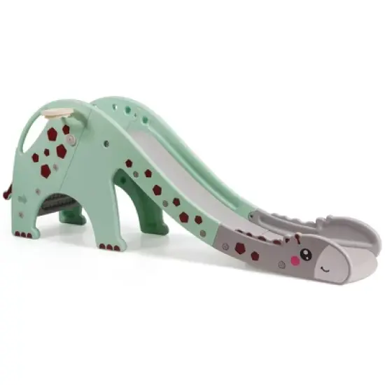 Costway 3 in 1 Kids Climber Slide Play Set w/ Basketball Hoop Indoor Outdoor Yellow/Green image {3}