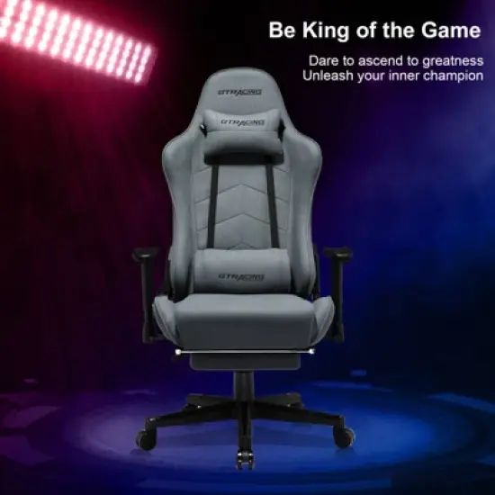 GTRACING Gaming Chair with Footres Ergonomic Recliner Office Chair with Lumbar Support Blue image {3}