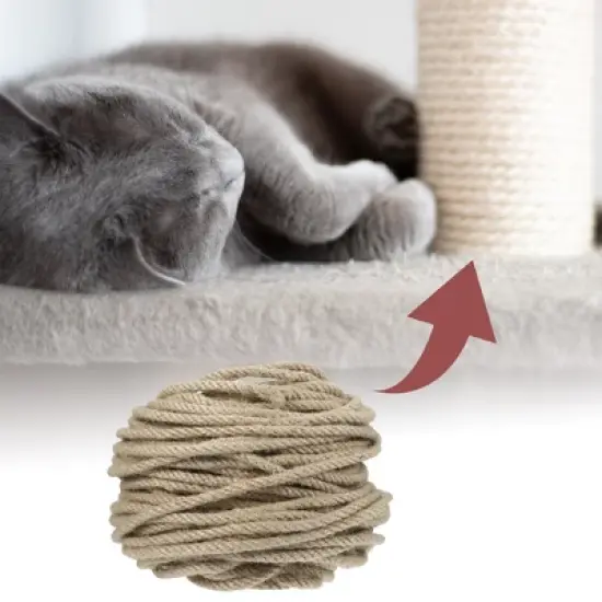 Unique Bargains Cat Natural Sisal Rope for Scratching Post Tree Replacement 98ft Yellow 1 Pc image {1}