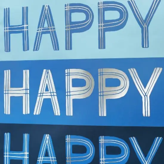 XLarge "Happy Birthday" Script Blue - Spritz&trade;: Multicolor Typography Gift Bag, 19.25" Height, 16" Width, Birthday Event image {2}