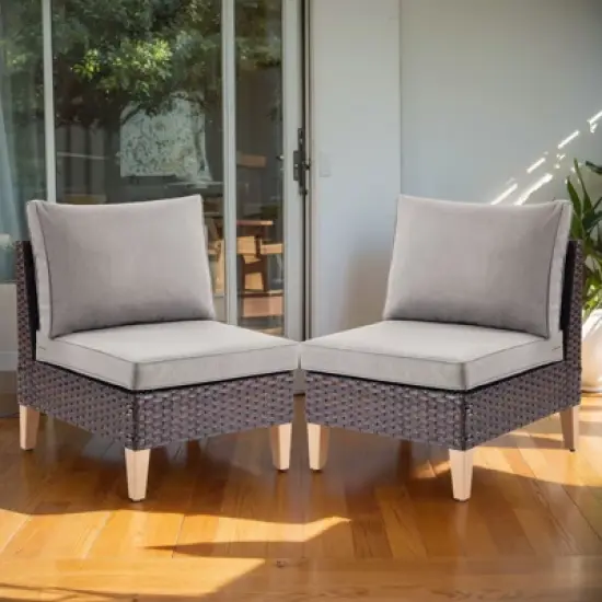 Gymojoy 3PCS Outdoor Patio Sectional Sofa Wicker Sofa Rattan & Wicker Modern Modular Sofa image {10}