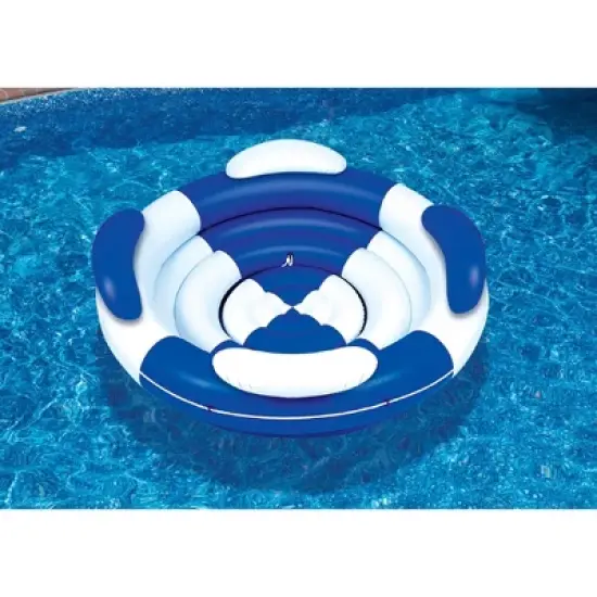 Swimline 84" Inflatable Sofa Island Swimming Pool Lounger - Blue/White image {3}