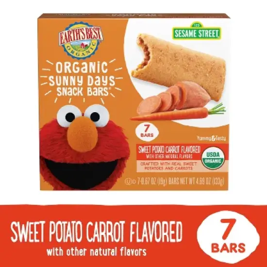 Earth's Best Organic Sweet Potato Carrot Toddler Snack Bars Sesame Street Sunny Days - 7ct image {8}