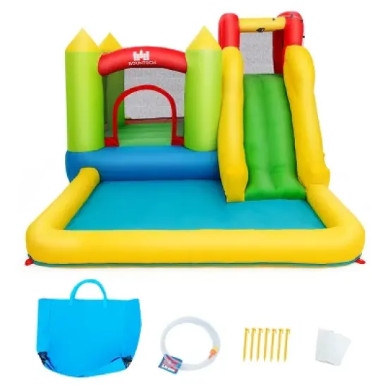 Costway Inflatable Bounce House Water Slide Jump Bouncer with Climbing Wall and Splash Pool Blower Excluded image {9}