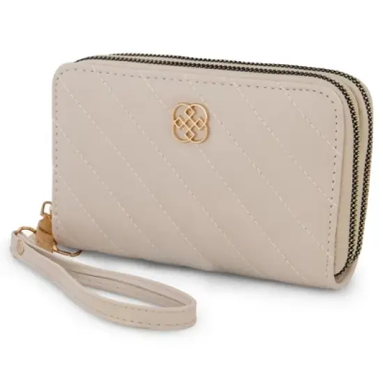 Daisy Fuentes Women's Diagonally Quilted Compact Wallet, Large Capacity with Double Zipper Closure image {2}