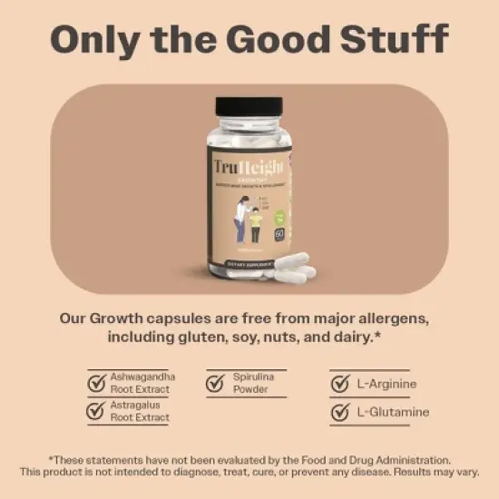TruHeight Growth Capsules - Natural Growth & Development Supplement for Kids & Teens - Vitamin D, K, Calcium Kids Vitamins, Bone Strength, Ages 5+ image {2}