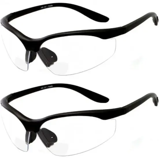 grinderPUNCH 2-Pack Safety Bifocal Glasses  ANSI Z87 Impact Resistant, Non-Slip Wraparound, Clear Lens Readers image {3}