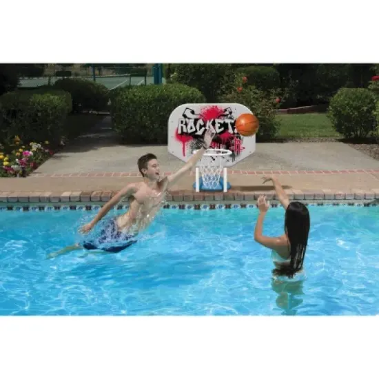 Poolmaster Graffiti Collection NBA Houston Rockets Pro Poolside Hoop Set Durable All-Weather Base image {2}
