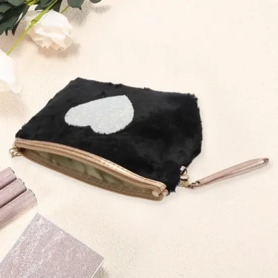 Unique Bargains Women's Portable Heart Style Makeup Bag 1 Pc image {2}