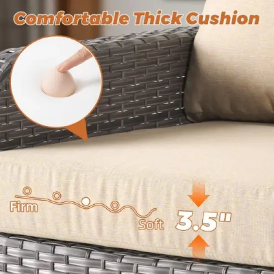 XIZZI Outdoor Patio Swivel Chair Conversation Set, 3/5/7/8 Piece Sofa Sets w/ Side Table, 360&deg; Swivel Seats & Optional Coffee Table/Loveseat image {7}