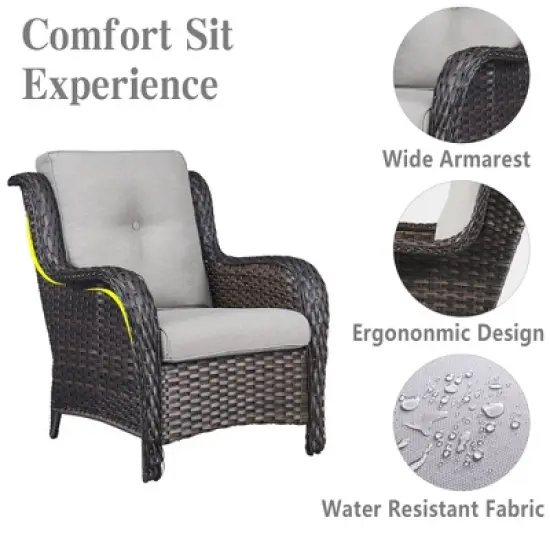 POCASSY 6-Piece Outdoor Furniture Set with Fire Pit Table, All Weather Wicker Outdoor Conversation Set Patio Sofa Set with Swivel Chairs and Fire Pit image {12}