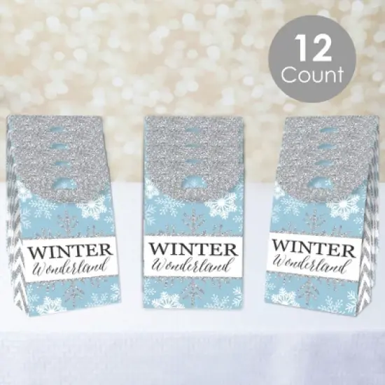 Big Dot of Happiness Winter Wonderland - Snowflake Holiday and Winter Wedding Gift Favor Bags - Party Goodie Boxes - Set of 12 image {1}
