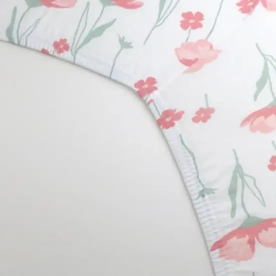 Honest Baby Organic Fitted Crib Sheet - Strawberry Pink Floral image {2}