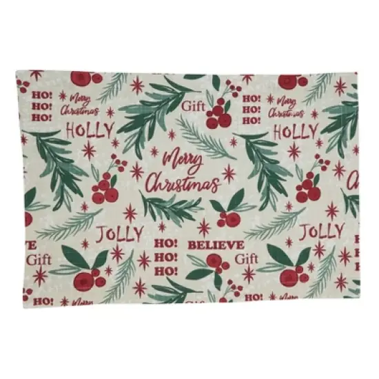 Saro Lifestyle Holly Christmas Cotton Placemats (Set of 4) image {4}