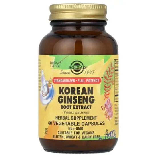 Solgar Korean Ginseng Root Extract, 60 Vegetable Capsules image {4}