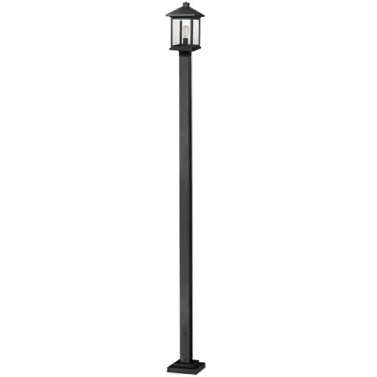 Portland 112" Outdoor Aluminum Lantern - Dimmable, Wet Rated, 1 Bulb, Black Finish image {1}