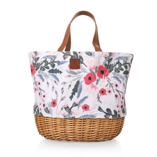 Picnic Time Promenade Floral Pattern Picnic Basket: Wicker & Canvas, Botanical Design, Disney's The Little Mermaid image {1}