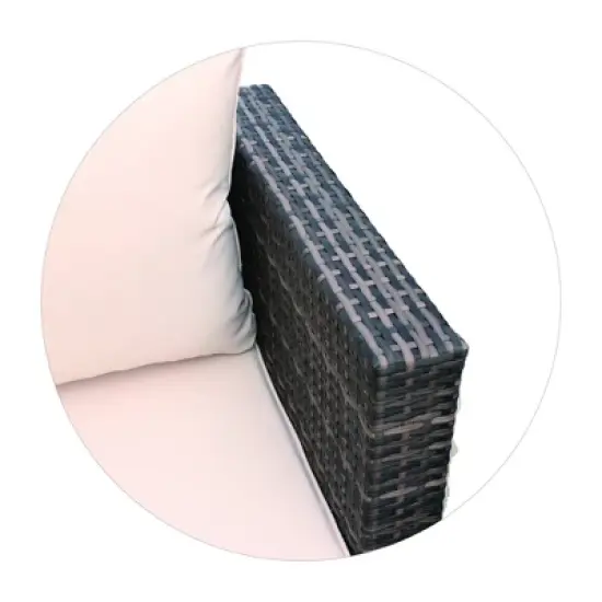 4pc Wicker Patio Sectional Seating Set with Sofa, Arm Chair, Ottoman & Accent Table - Brown/Beige - GODEER image {10}