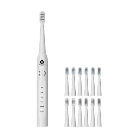Pursonic USB Rechargeable Sonic Electric Toothbrush with 12 Brush Heads image {1}