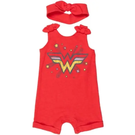 DC Comics Justice League Wonder Woman Girls Romper and Headband Toddler image {8}