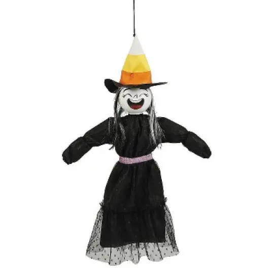 2 Ft. Animated Light-Up Giggling Witch with Black Dress Halloween Decoration image {1}