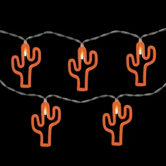 Northlight LED Cactus Patio Light Set - Orange - 4' Clear Wire - 10ct image {2}