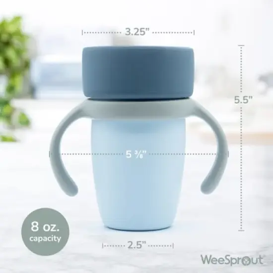 WeeSprout Baby Training Cup - Silicone Sippy Cup with Removable Handles for Weaning Off Bottle - Transition Spill-Proof Toddler Cup image {1}