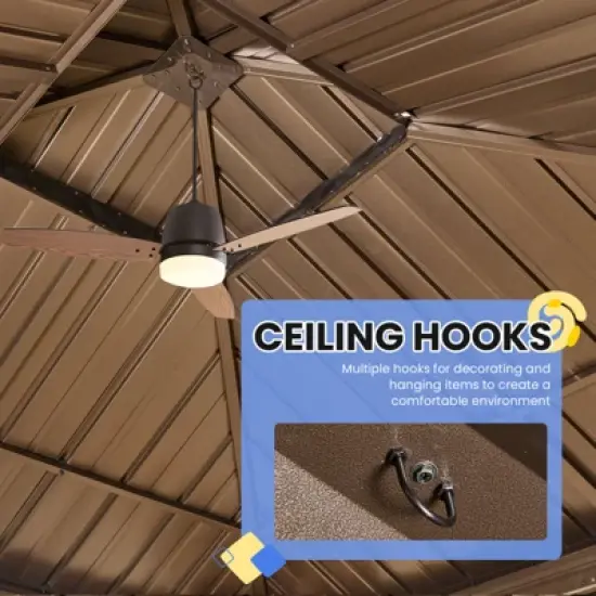 EROMMY Aluminum Patio Gazebo, Hardtop Gazebo With Galvanized Steel Roof And Aluminum Frame image {7}