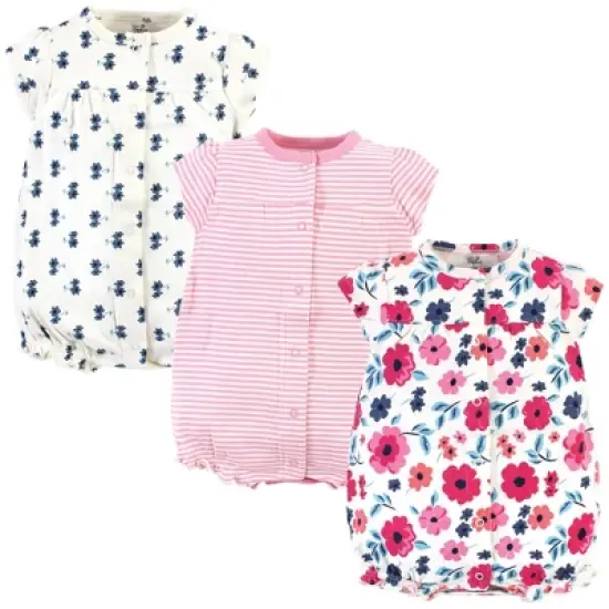 Touched by Nature Baby Girl Organic Cotton Rompers 3pk, Garden Floral image {5}