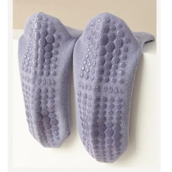 Anna-Kaci Womens Non-Slip Grip Crew Socks 3 Pair Pack Custom Color Combos Soft Ribbed Cotton with 3D Silicone Heel image {5}