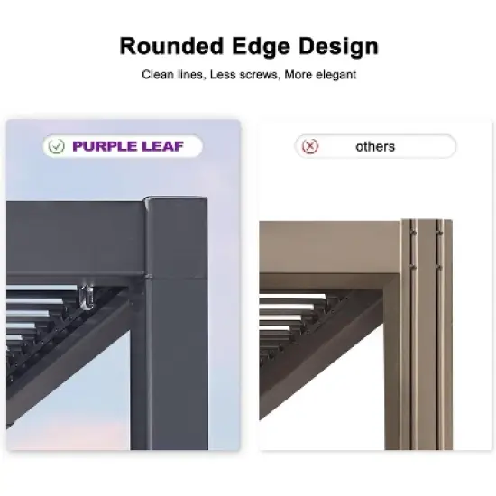 PURPLE LEAF Outdoor Louvered Pergola with Adjustable Metal Roof for Patio Pergola image {7}