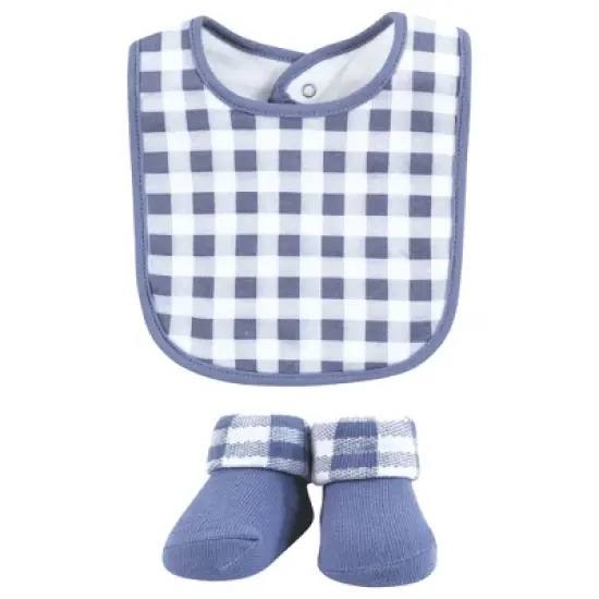 Hudson Baby Infant Boy Cotton Bib and Sock Set, Little Brown Bear, One Size image {3}