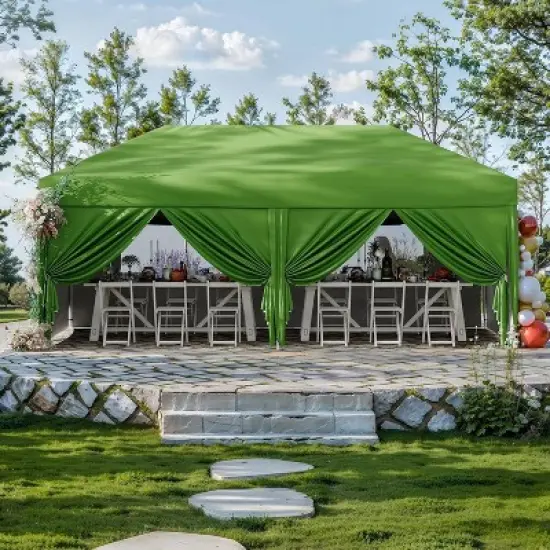 GustoWave 10 X 20ft Pop-Up Canopy with 6 Removable Sidewalls for Camping image {7}