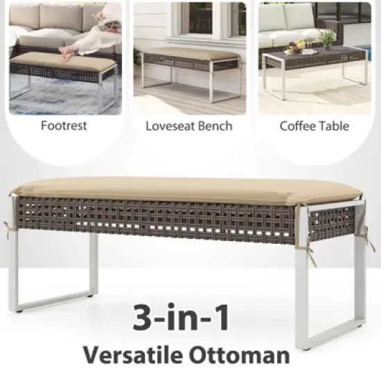 Tangkula 43 Inch Patio Rectangle Ottoman w/ Metal Legs & Seat Cushion image {7}