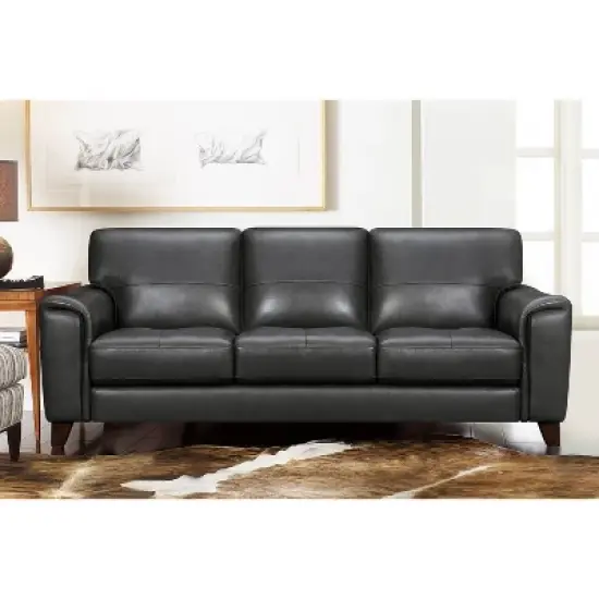 87" Bergen Genuine Leather Square Arm Sofa - Armen Living image {10}