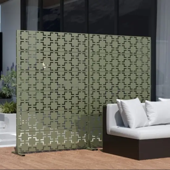 PexFix 72 in. x 47 in.Metal Freestanding Privacy Screen Garden Fence For Deck Patio Balcony Outdoor Privacy Panel Square Design image {1}