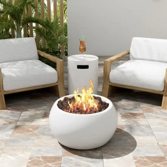 Christopher Knight Home Wardell Modern 40,000 BTU Lightweight Concrete Propane Fire Pit with Tank Holder image {1}