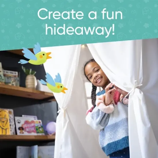 Hearthsong Cozy Cottage Bed Canopy with LED Lights Designed for Twin or Queen-Sized Bed - Gray image {1}